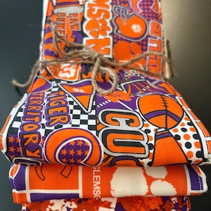 Burp cloths, tiger, Clemson, South Carolina, unisex, baby shower, college, purple, orange