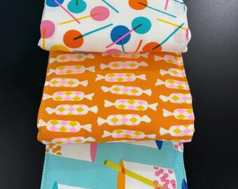 Burp Cloth, candy, lollipop, boba tea, snacks, geometric, baby shower