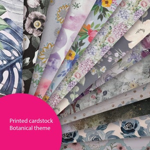 Printed Patterned A4 card and paper - Botanical Flowers theme, background papers, patterned card, scrapbook papers