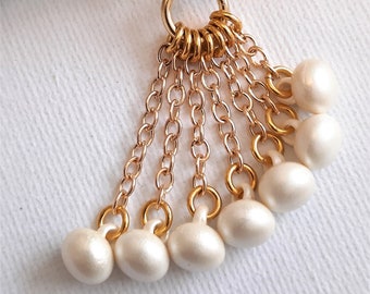 Cream and Gold beaded planner dangle paperclip charm bookmark page marker / bookmark / page clip / planner accessories