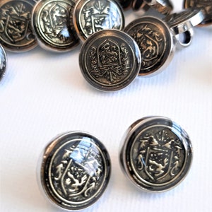 15mm gold and black crest/heraldic buttons with shank, small buttons, sewing supplies / needlework supplies, metallic buttons