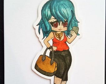 Magnetic page marker chibi girl 7 - magnetic bookmark - magnetic page clip - anime character - manga drawings