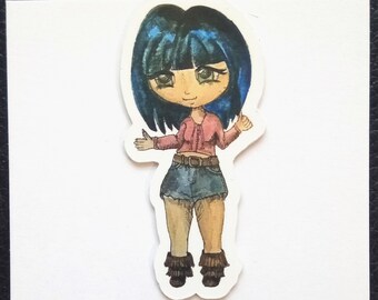 Magnetic page marker chibi girl 1 - magnetic bookmark - magnetic page clip - anime character - manga drawings