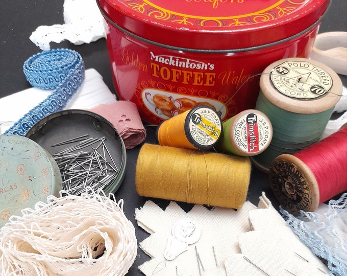 Vintage Sewing Kit With Lovely Haberdashery Items, Neatly Contained in ...