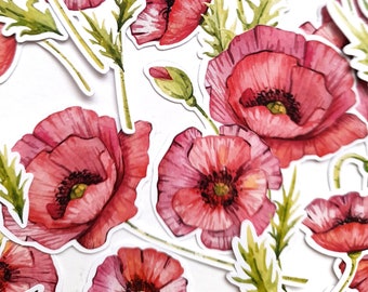 Poppy wild flowers die cut ephemera embellishments for junk journals, smash books etc., poppies