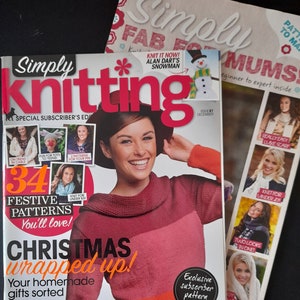 Simply Knitting magazine, project book from December 2011, Special Subscribers Edition, with instructions for festive projects
