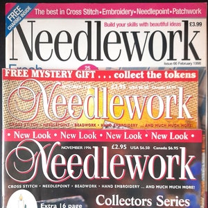 Needlework magazine, project book  from 1990s, choice of editions, containing instructions for cross stitch, embroidery, needlepoint, etc.