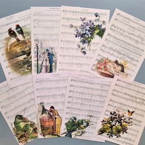 Cartes de correspondance avec motifs de partitions vintage / cartes de correspondance / cartes postales