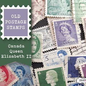 Old Stamps, Canada, x30, mixed ages 1939-1967, Queen Elizabeth II, definitive stamps, stamp collecting, philately, Canadian stamps