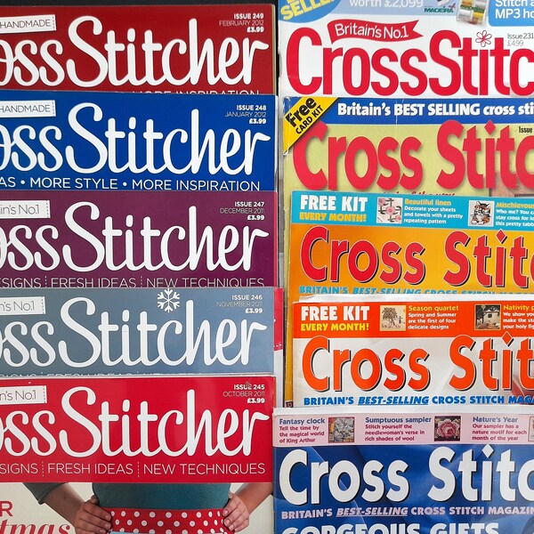 Cross Stitcher magazine, back issues, choice of editions, with step-by-step instructions to make lovely needlework projects