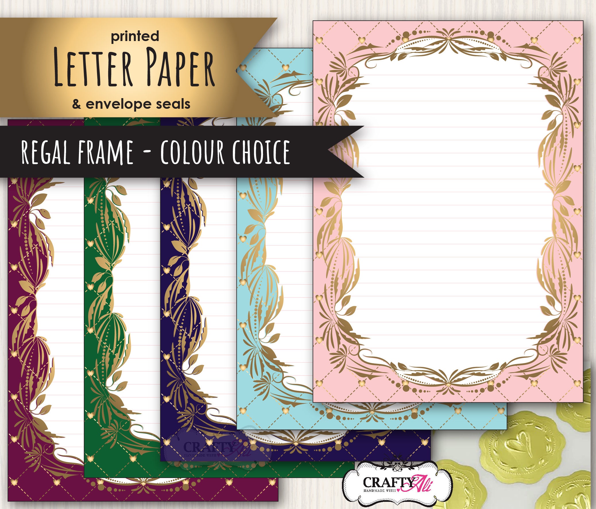 Regal Frame Printed Letter Writing Paper, Notepaper Set, A5