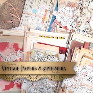 Vintage papers and ephemera bundle, genuine, for junk journal supplies, card making supplies / vintage ephemera