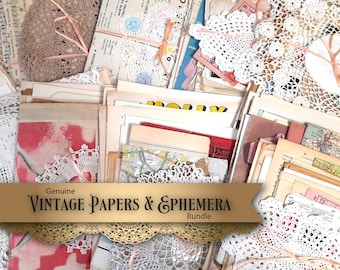 Vintage papers and ephemera bundle, genuine, for junk journal supplies, card making supplies / vintage ephemera