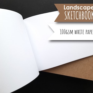 Carnet de croquis paysage A5 avec papier blanc 100 g et couverture en carton kraft, carnet de croquis à couverture souple, carnet de paysage
