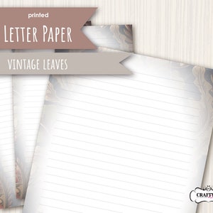 Vintage Leaves Printed Letter writing paper set, notepaper set, Leaf pattern letter paper, handmade stationery for personal correspondence