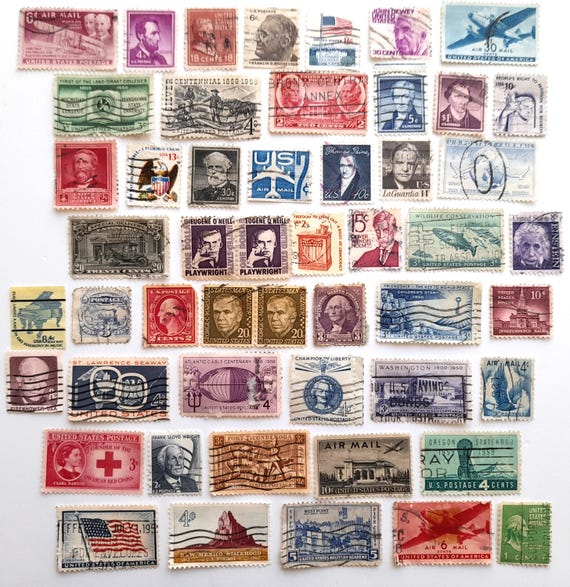 アメリカ　使用済み切手 一冊 1893-1977 1c-13cents 古い郵便切手、アメリカ、ヴィンテージ 1869-1978 オフペーパー x51
