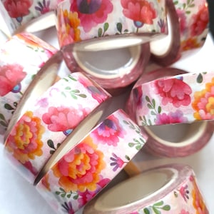 Vibrant flowers Washi Tape, printed masking tape, floral washi tape, botanical washi tape, bright washi tape