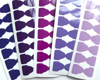 Self adhesive planner tabs in 5 shades of purple, tiny tabs, choose shape and width, divider tabs, page markers