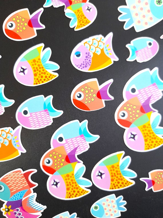 Cute Brightly Coloured Fish Ephemera Die Cuts / Junk Journal Smash