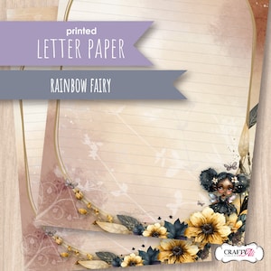 Black Fairy Printed Letter writing paper, notepaper set, pen pal kit, fairy letter writing set, A5 lined paper, fairy stationery