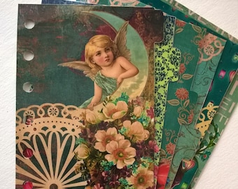 Set of 6 dividers with vintage angel images, for Filofax style organisers / planner tabs / vintage dividers