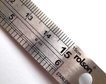 15cm 6 inch steel ruler with metric and imperial measurements, craft tool, straight edge metal ruler