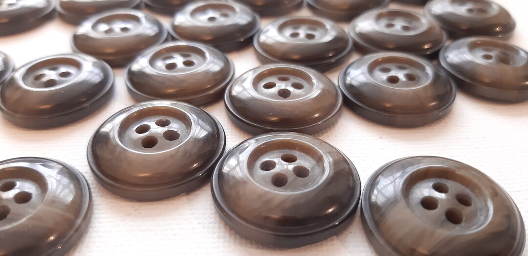 23mm Brown and Dark Olive Green Chunky 4-hole Buttons, Pack of 10 ...