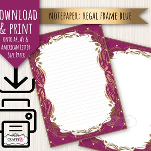 Carta da lettere STAMPABILE, Regal Frame - prugna bordeaux, carta da lettere digitale, carta da lettere da scaricare e stampare