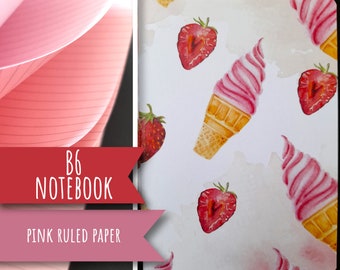 Notebook: B6 Size Strawberry ice cream patterned booklet traveller's notebook insert refill booklet / TN booklets / planner refills