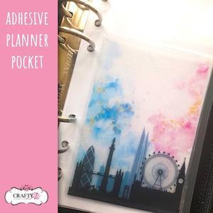 London Skyline Selbstklebende Planertasche in verschiedenen Größen, Sichthülle, London Briefpapier, Planer Schreibwaren