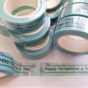 Valentine&#39;s Day Romantic washi tape, printed masking tape, wording washi tape, blue washi tape, decorative tape for journaling