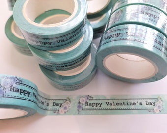 Valentine's Day Romantic washi tape, printed masking tape, wording washi tape, blue washi tape, decorative tape for journaling