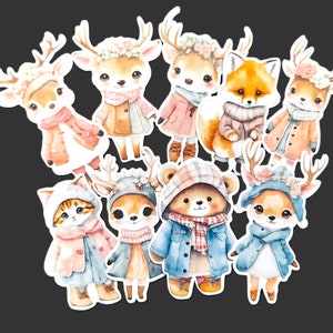 Winter Reindeer and Friends Ephemera Die Cuts, junk journal smash book supplies, Christmas die cuts, card toppers, cute die cuts