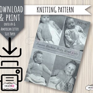 PRINTABLE vintage knitting pattern, Patons 345 Cardigans & Matinee Coats, digital knitting pattern and instructions to download and print