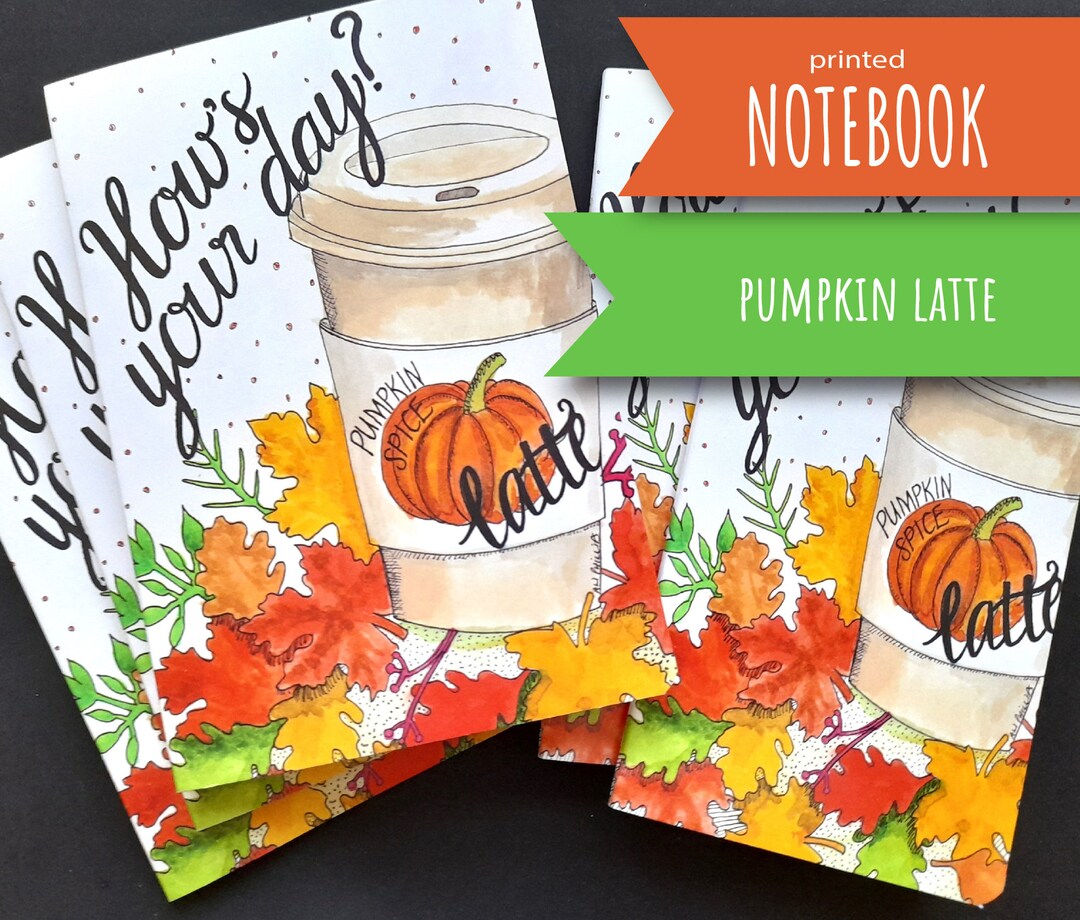 Notebook: Autumn Pumpkin Spice Latte Patterned Booklet, Traveller's ...