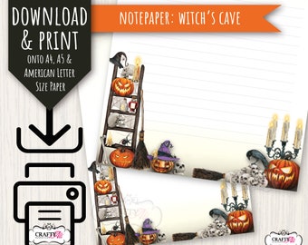 Carta da lettere STAMPABILE, carta da lettere digitale, carta da lettere autunnale, carta da lettere di Halloween, carta da lettere di zucca