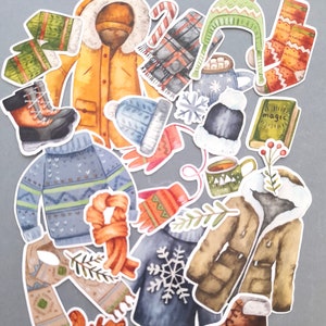 Winter Clothing Ephemera Die Cuts, Christmas die cuts, junk journal smash book glue book