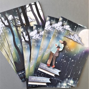 12 cartes de correspondance imprimées nuit étoilée, papeterie ciel nocturne, cartes romantiques, cartes de journalisme, cartes postales, papeterie étoiles