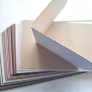 50 x 9x9cm scored and folded card blanks, plain, metallic and pearly, assorted colours