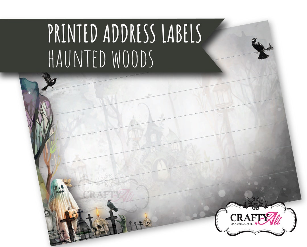 Address Labels With a Halloween Haunted Woods Design, Self-adhesive ...