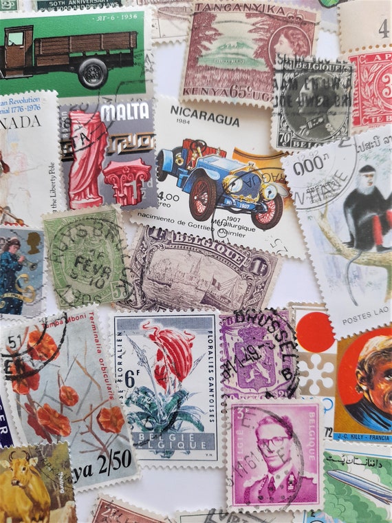 Old Vintage International Postage Stamps off Paper X75 for Junk Journal  Supplies / Stamp Collecting / Philately 
