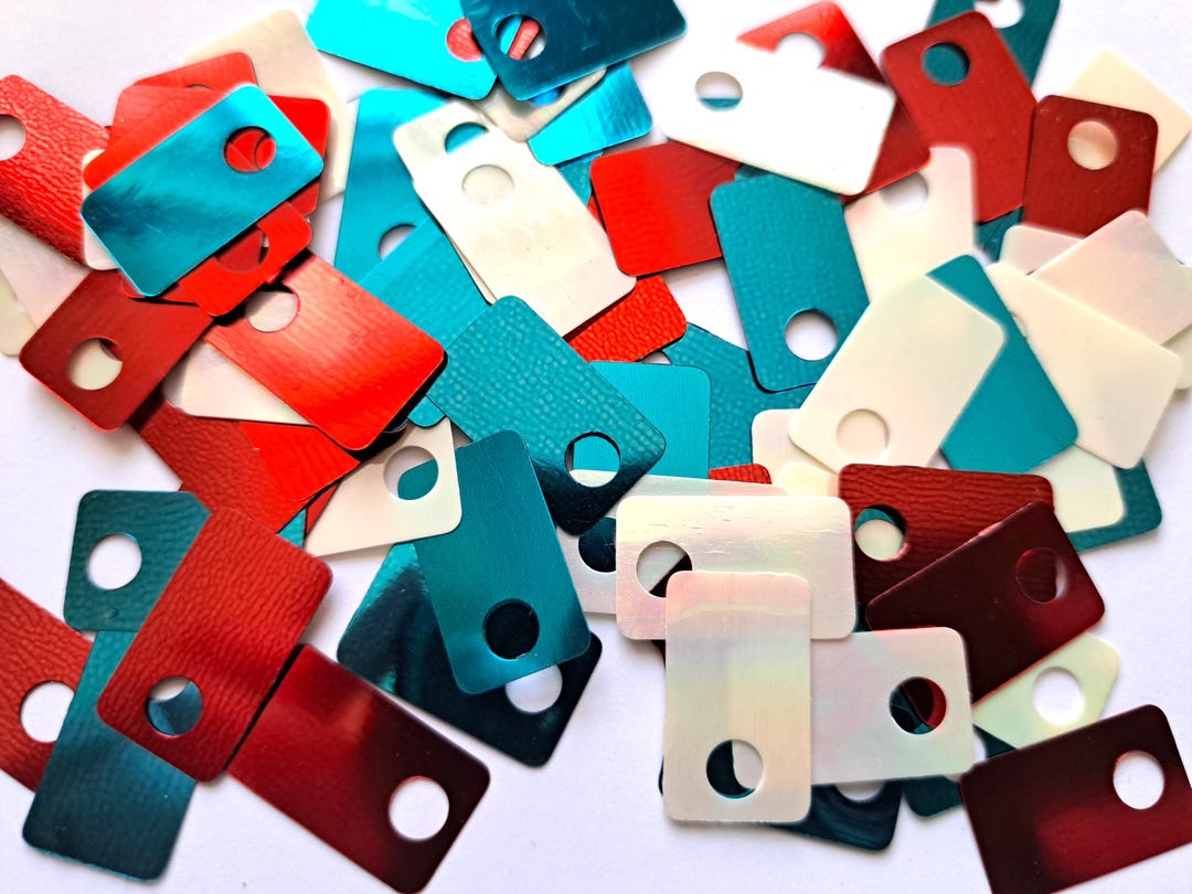 Rectangular Sequins Red, White and Blue Sequins, Rectangular Shape, 21x12mm, Pack of 75 ...