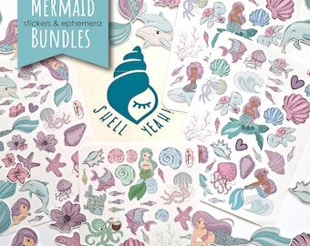 Mermaids and Friends Ephemera & stickers, scrap booking, embellishments, smash book glue book / mermaid stickers / mermaid die cuts