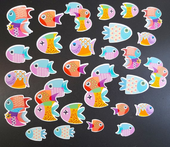 Cute Brightly Coloured Fish Ephemera Die Cuts / Junk Journal Smash