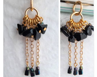 Black and Gold beaded planner dangle charm paperclip / bookmark / page clip / planner accessories