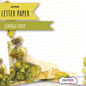 Ginkgo Fairy Printed Letter writing paper, notepaper set, Pen Pal supplies, handmade stationery for personal correspondence