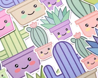 Cute Cacti Cactus ephemera die cuts, pot plant die cuts, succulent embellishments, botanical card toppers, card making supplies