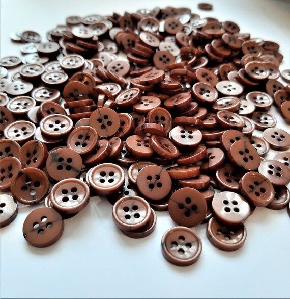 11mm dark brown 4 hole buttons for sewing and craft projects small buttons sewing supplies needlework supplies small brown buttons
