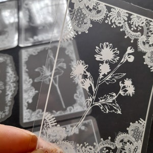 Stickers rectangulaires en dentelle - stickers transparents - stickers dentelle - stickers cadre - stickers journaux - stickers blancs