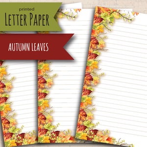 Herbstlaub Gedrucktes Briefpapier - Herbstfarbenes Briefpapier Set